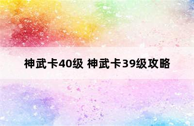 神武卡40级 神武卡39级攻略